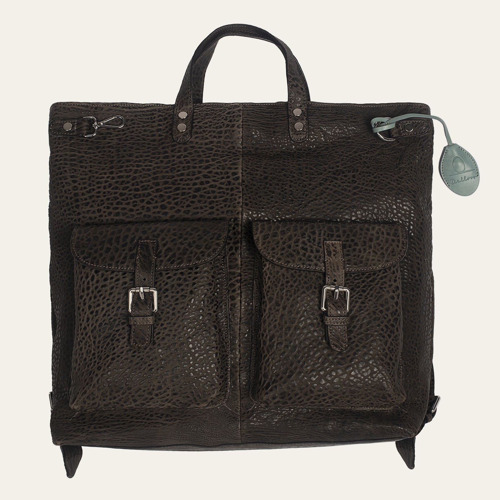 Dellovo Montenuovo borsa uomo fango pelle 40x40