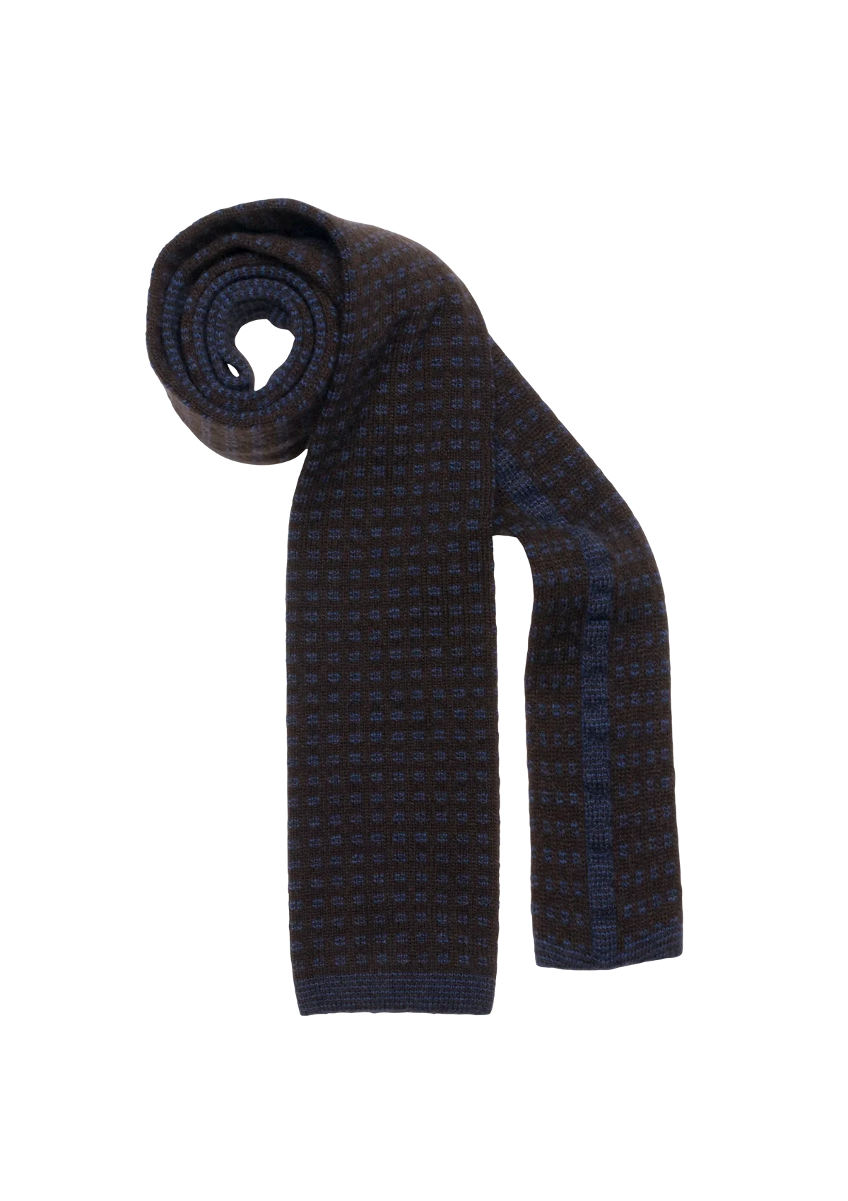 Stefano Bemer cravatta lana maglia marrone blu 8 cm Pattern 7