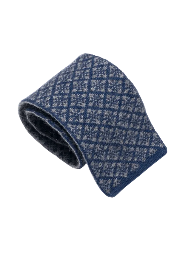 Stefano Bemer Ties Pattern 5 Cravatta Lana Blu Grigia
