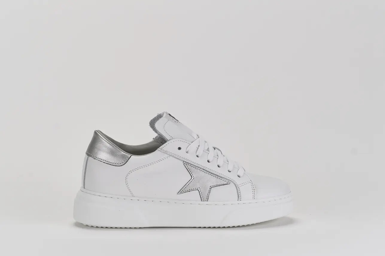 B68 Hollywood White sneaker donna pelle bianca