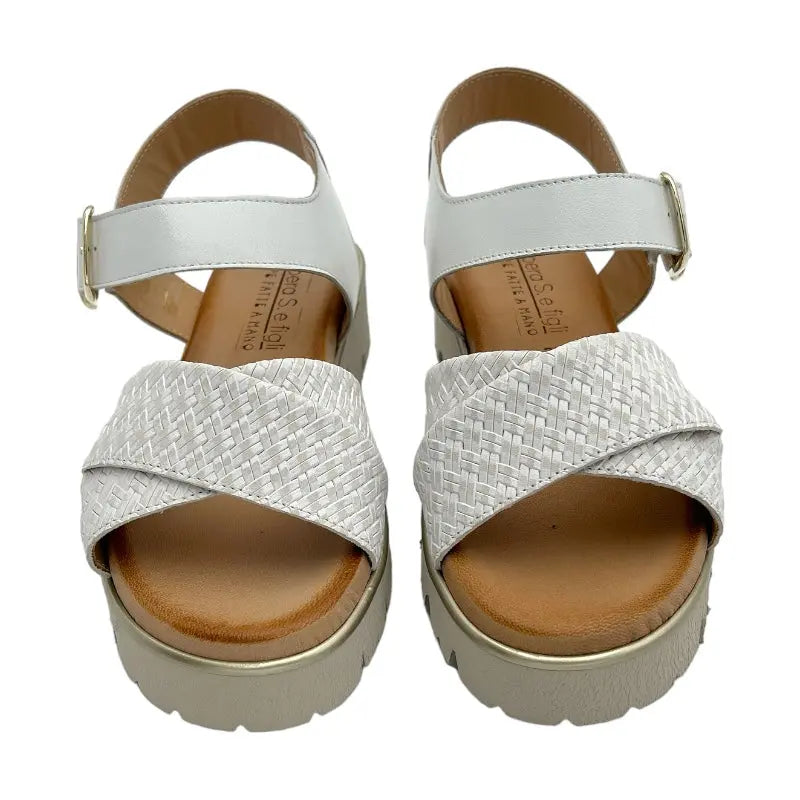 Sandro Barbera 1097 sandali donna bianchi treccia pelle