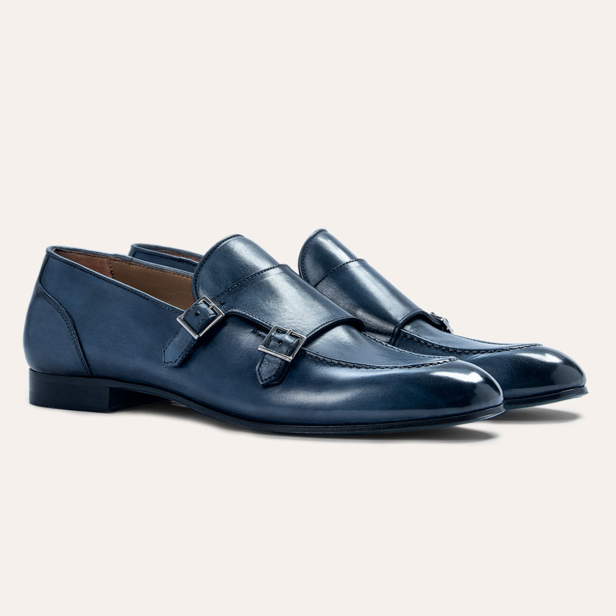 Dellovo Marechiaro Monk Strap Uomo Azzurro Fibbia