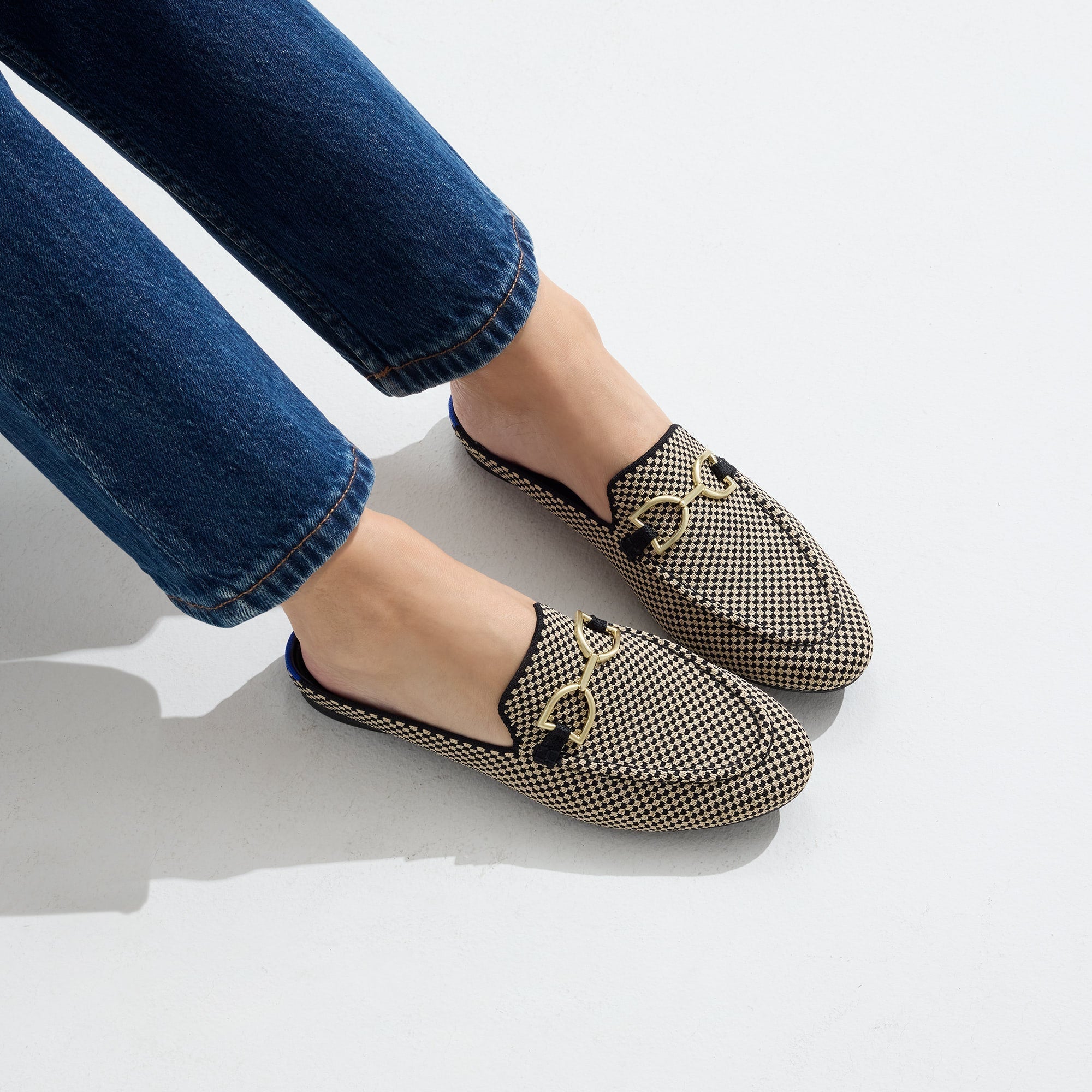 Rothy's The Double Bit Loafer Mule mocassini check nero