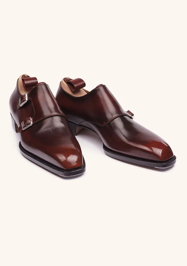 Stefano Bemer T2306 Scarpe Monk Marroni Doppia Fibbia Cuoio