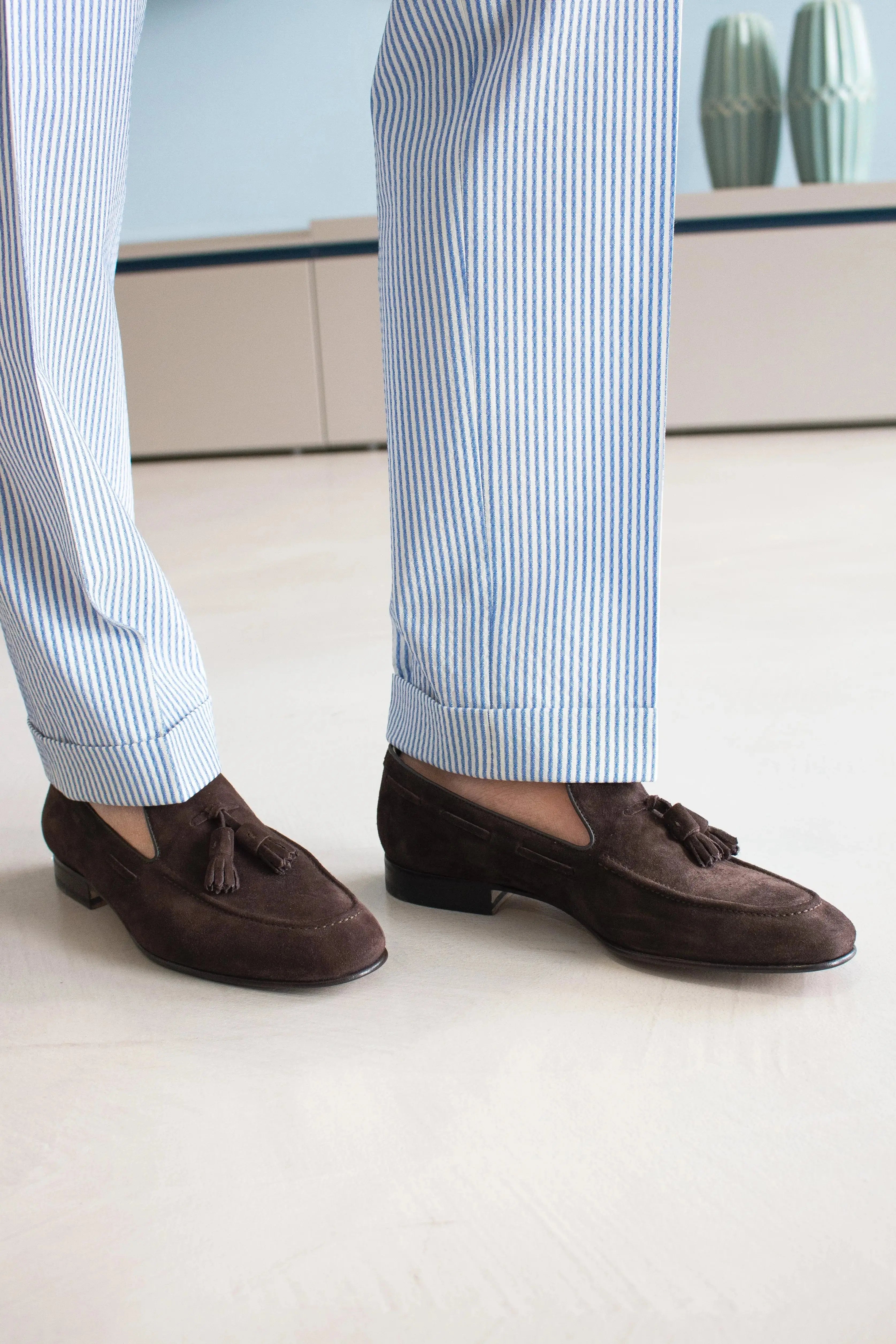 Sandro Barbera Mocassini 45218 tassel loafer uomo moka camoscio