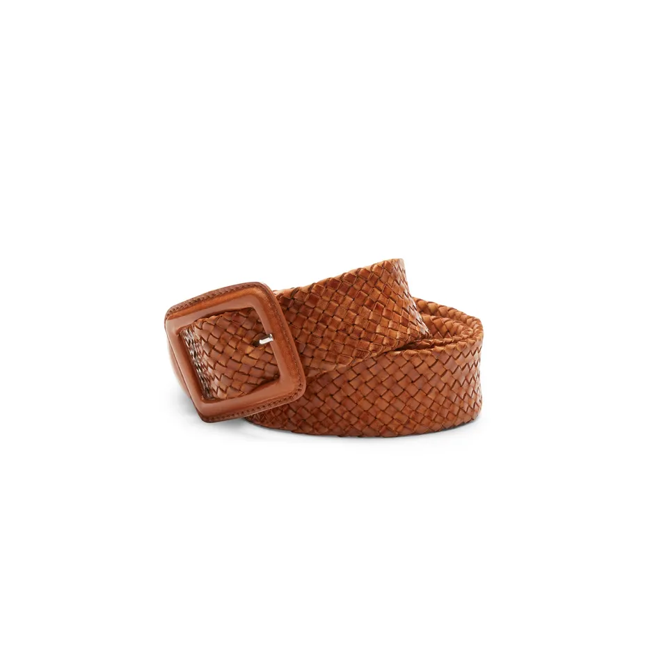 F.lli Rossetti Cintura Donna Pelle Intrecciata Cognac 3 cm