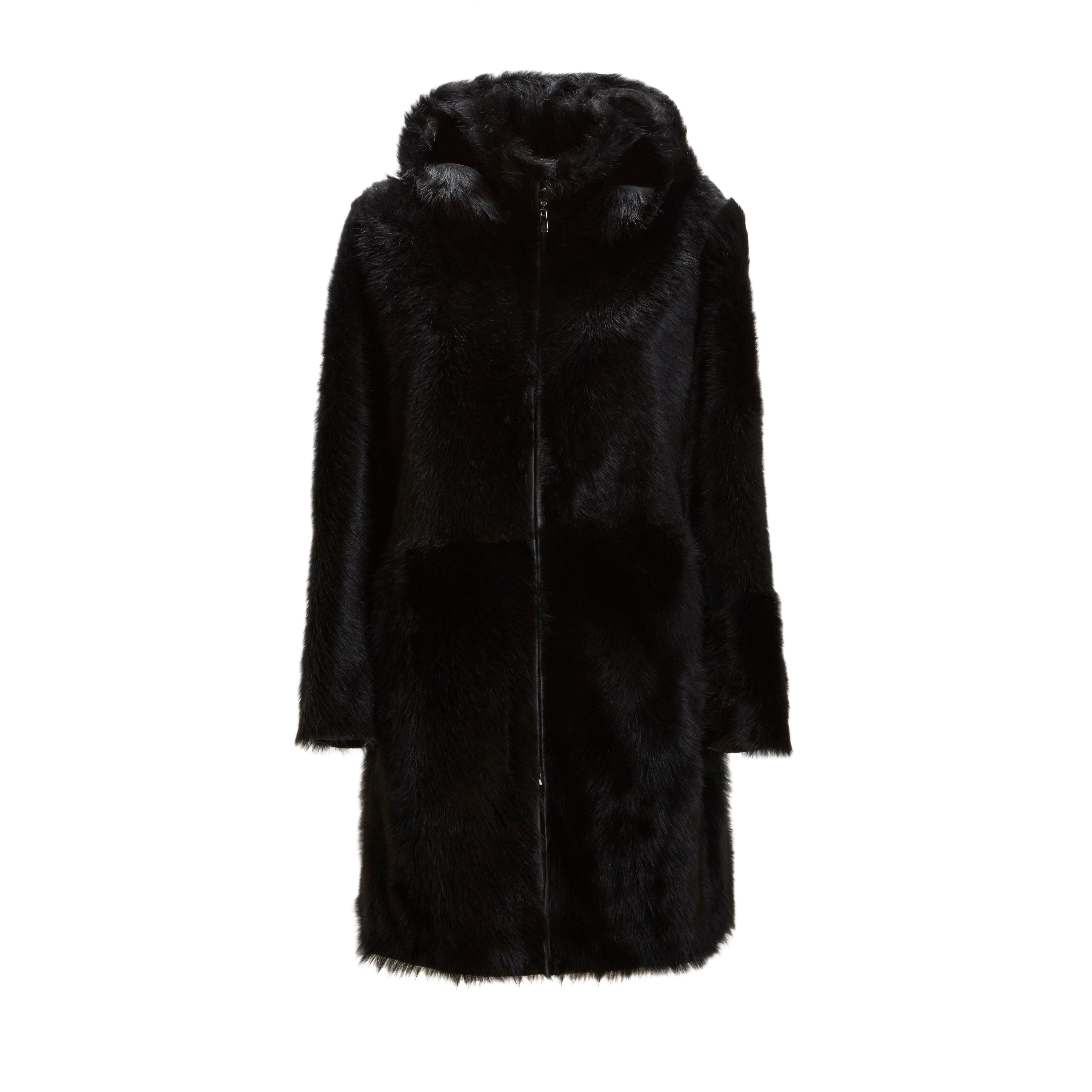 F.lli Rossetti 98413 Cappotto Shearling Nero Pelo Lungo