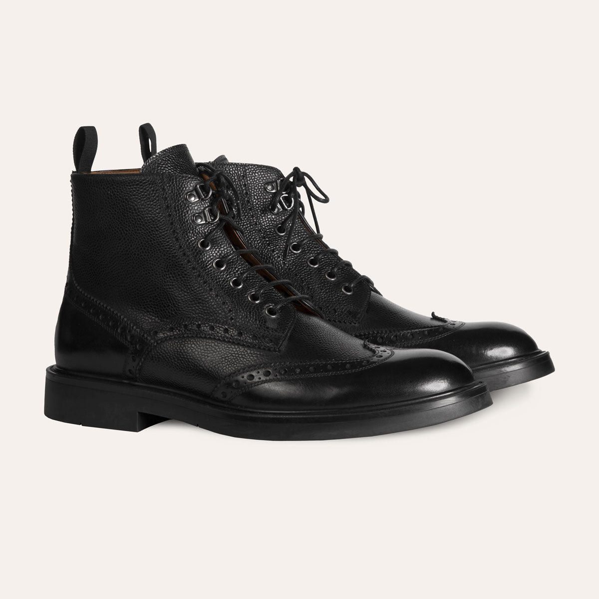 Dellovo Portosalvo stivaletto uomo nero pelle brogue