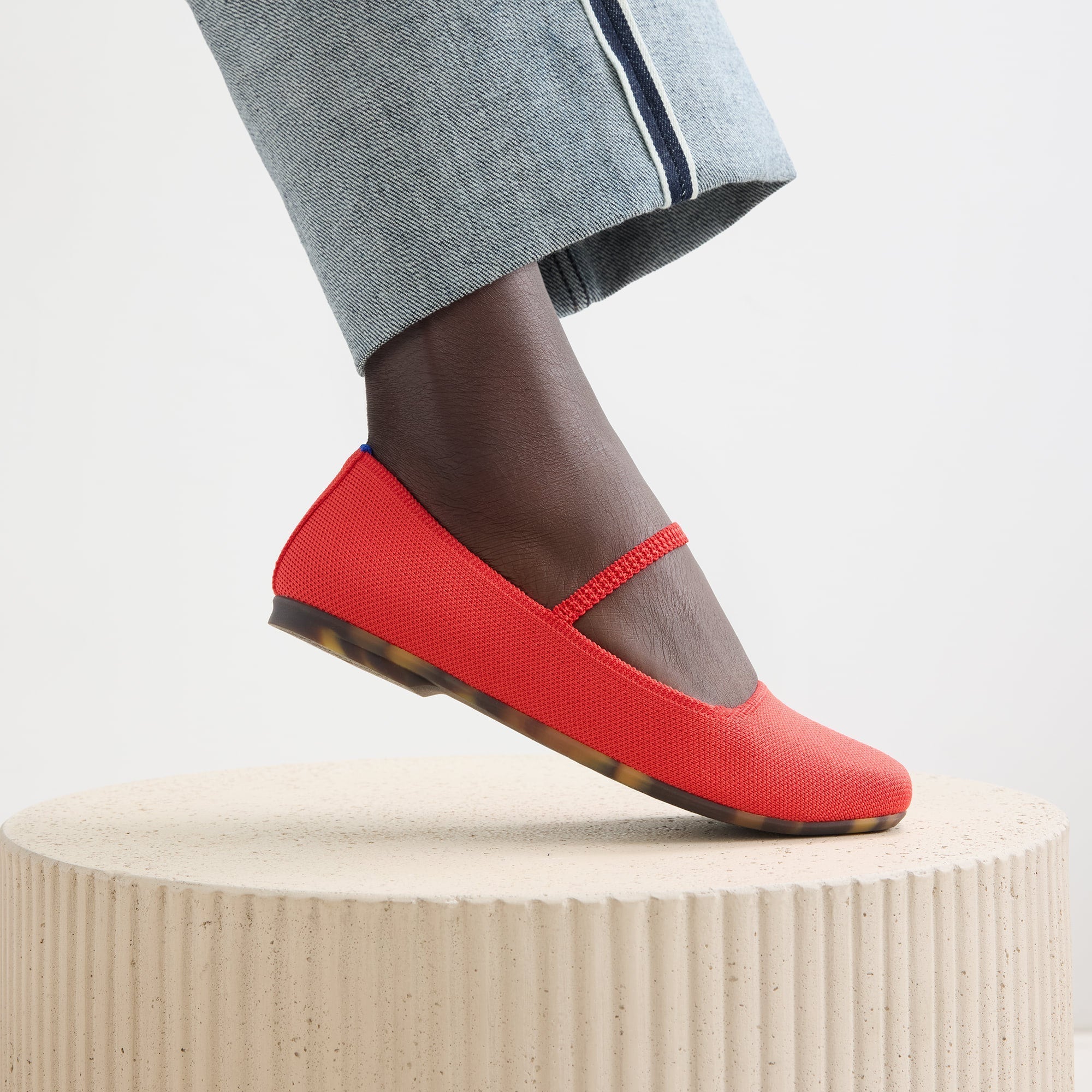 Rothy's The Max Square Mary Jane ballerine Red Hot rosse punta
