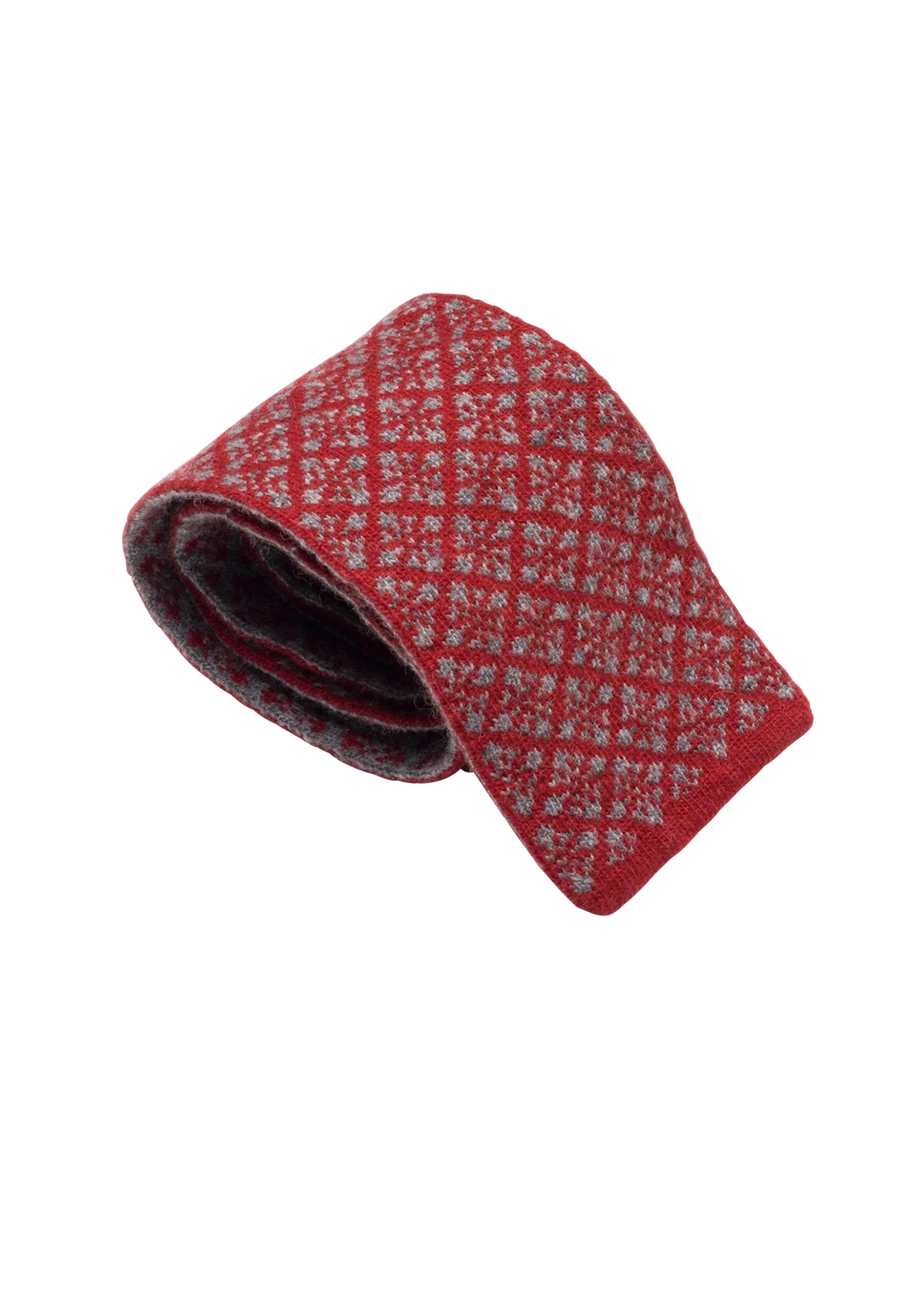 Stefano Bemer Cravatta Lana Rossa Grigia 8 cm Pattern 5