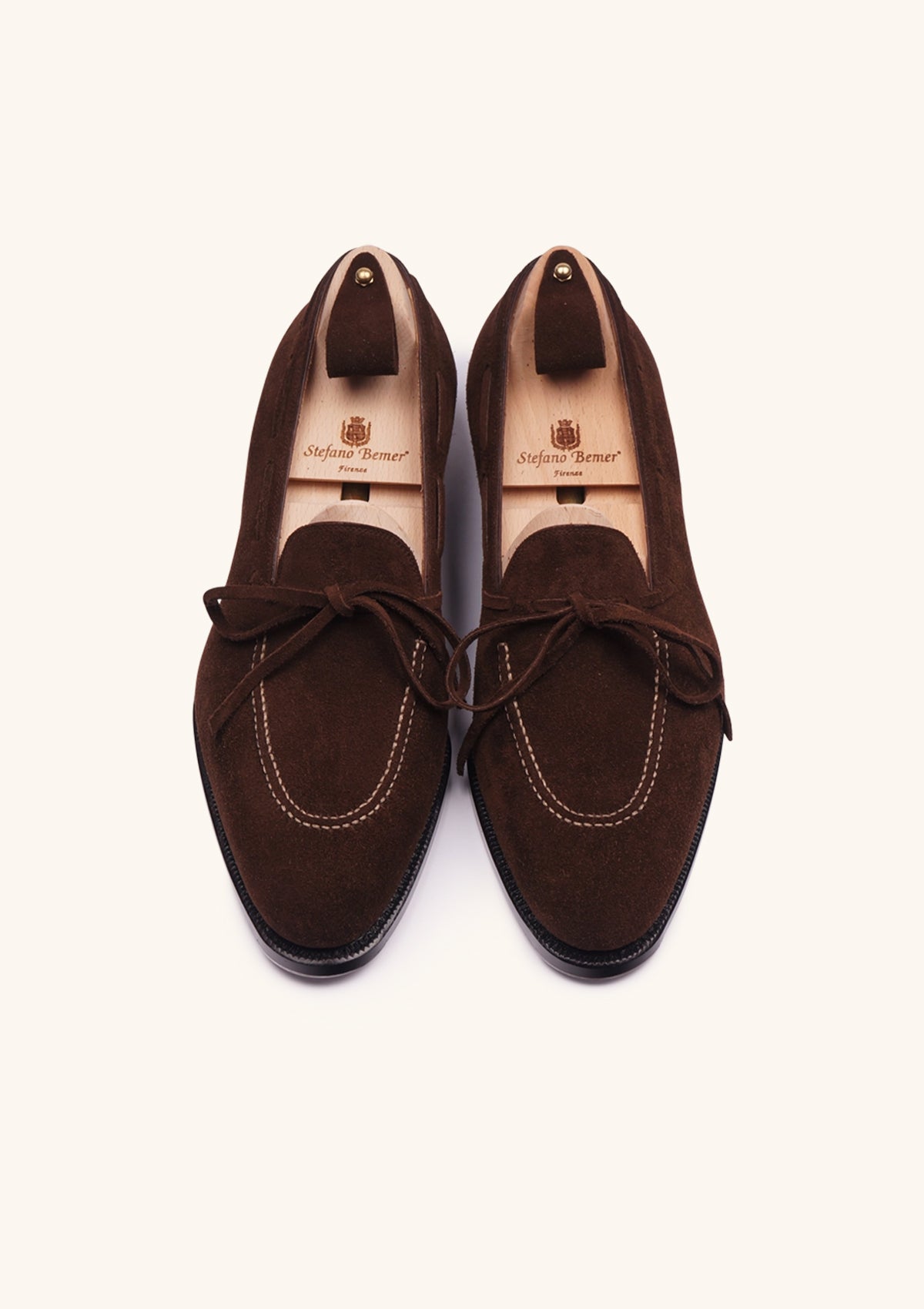 Stefano Bemer Loafers T1325 mocassini camoscio marrone fiocco