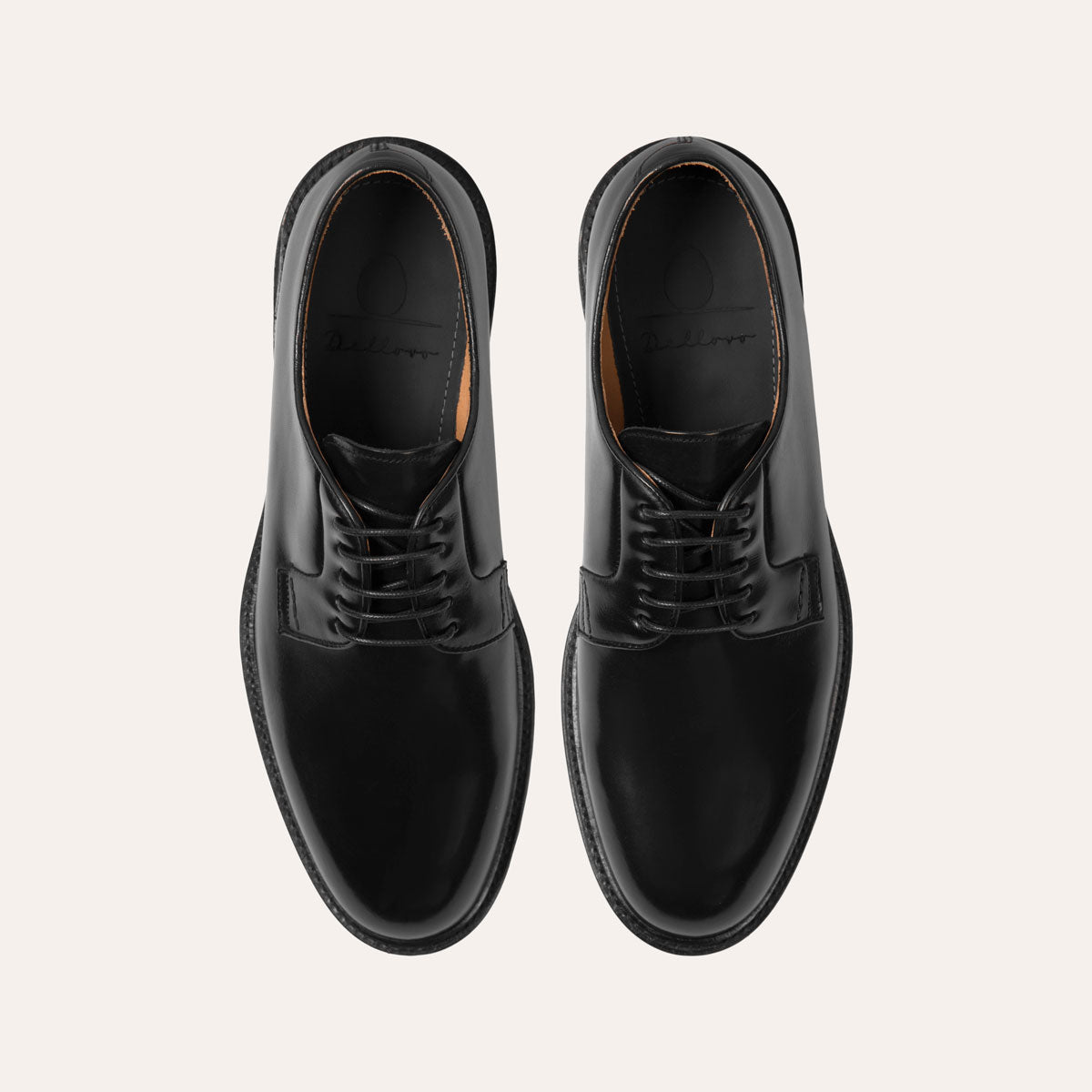 Dellovo Derby Cantalupo scarpe uomo nero vitello cuoio