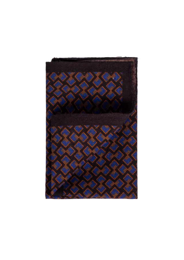 Stefano Bemer Pocket Squares SV5004/A pochette lana rombi marrone blu