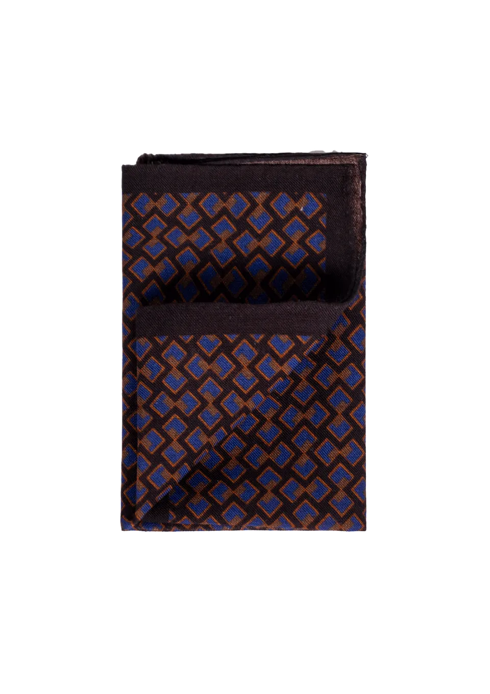 Stefano Bemer Pocket Squares SV5004/A pochette lana rombi marrone blu