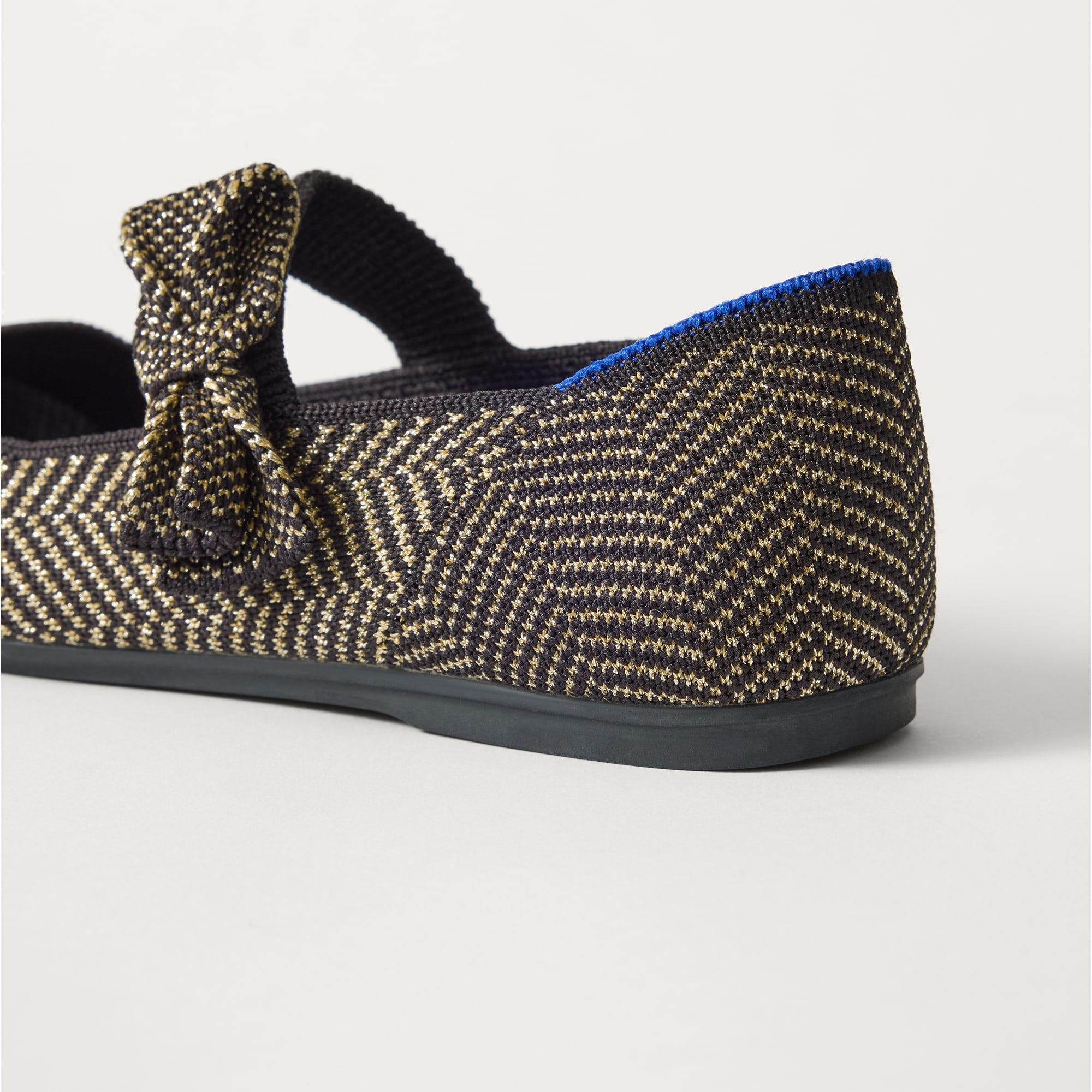 Rothy's The Kids Tux Bow Mary Jane scarpe nero oro metallizzato
