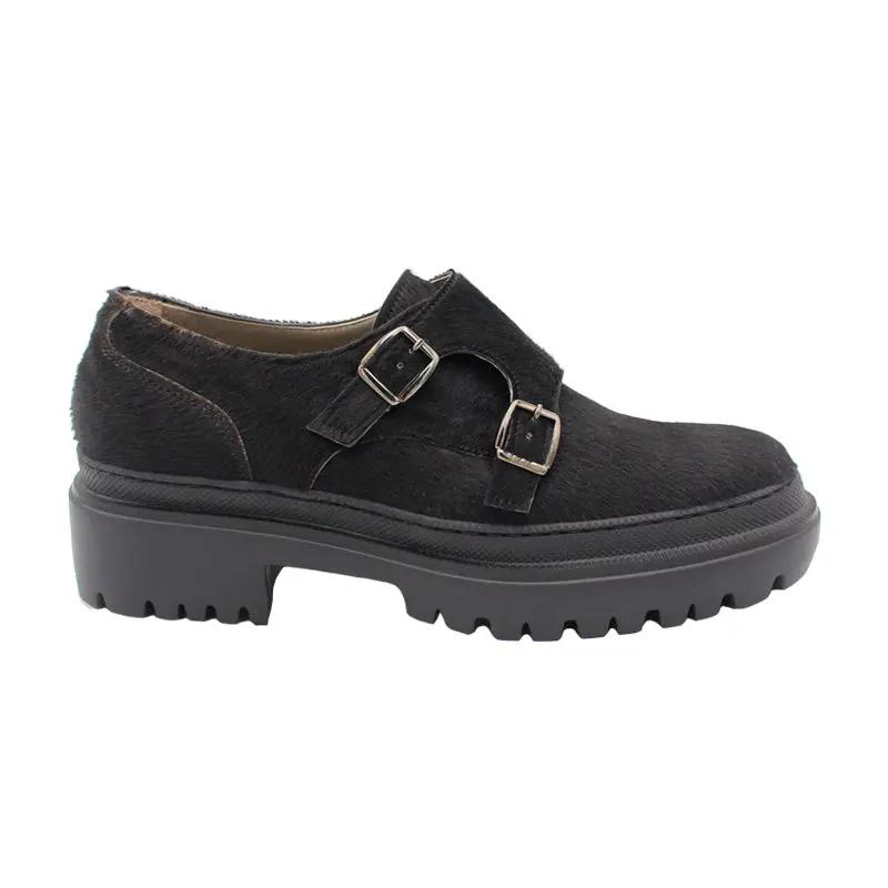 Sandro Barbera 814 Double Monk stringata donna nero cavallino