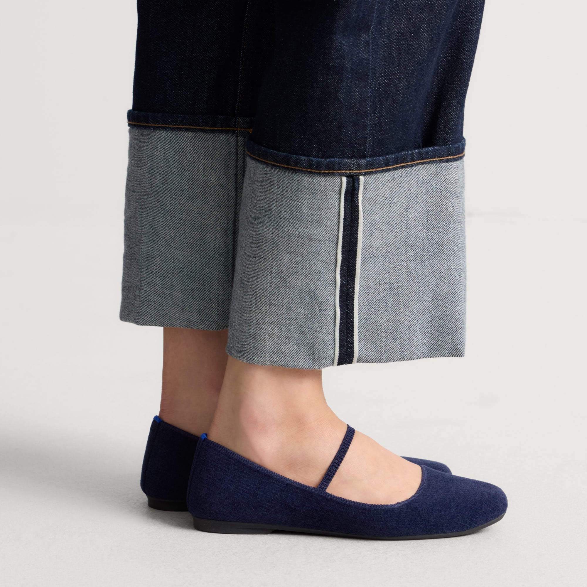 Rothy's The Max Square Mary Jane ballerine ReVelvet Navy