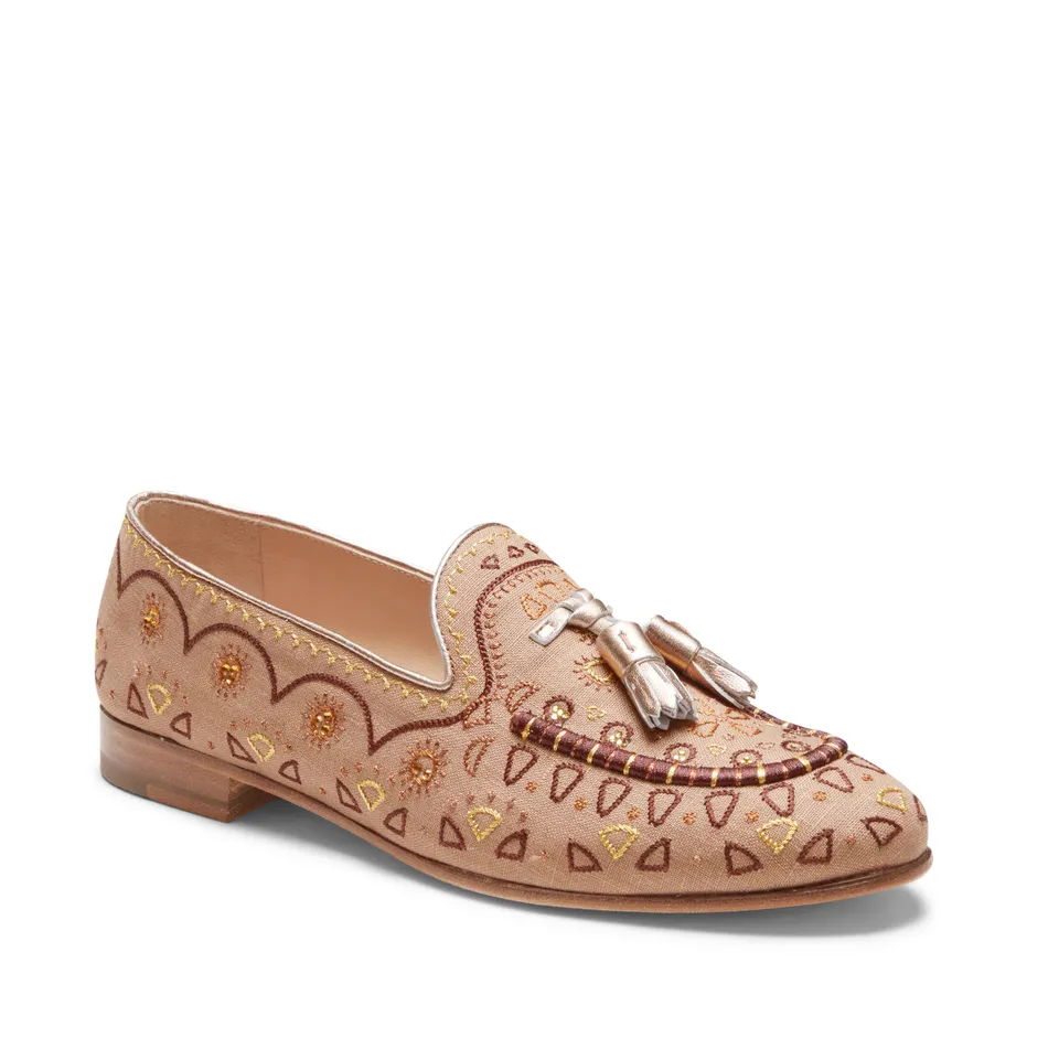 F.lli Rossetti Brera 68249 Mocassino Noce Ricamato Lino