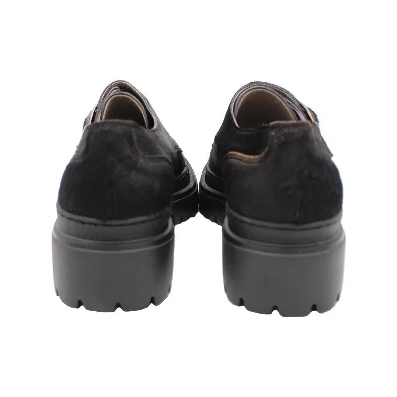 Sandro Barbera 814 Double Monk stringata donna nero cavallino
