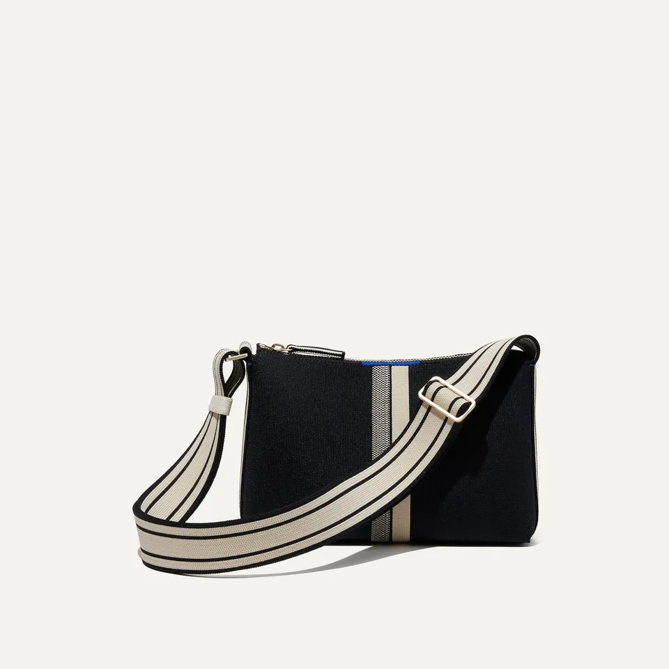 Rothy's The Casual Crossbody tracolla Black Ivory Stripe righe