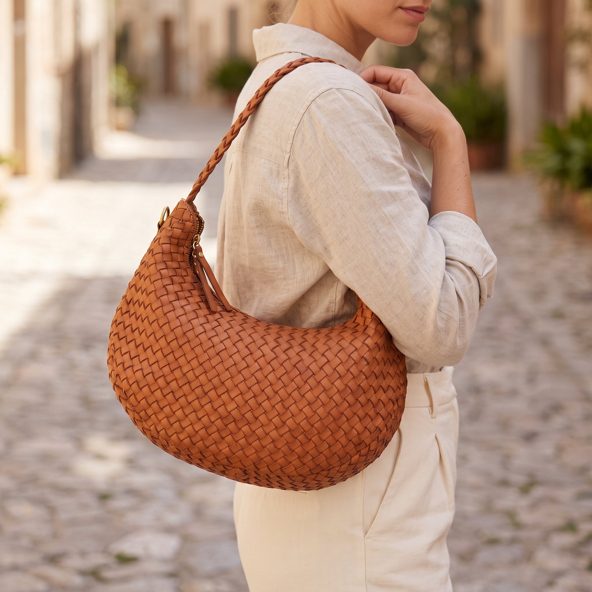 Sandro Barbera BAUF55861 Borsa Spalla Cuoio Intrecciata