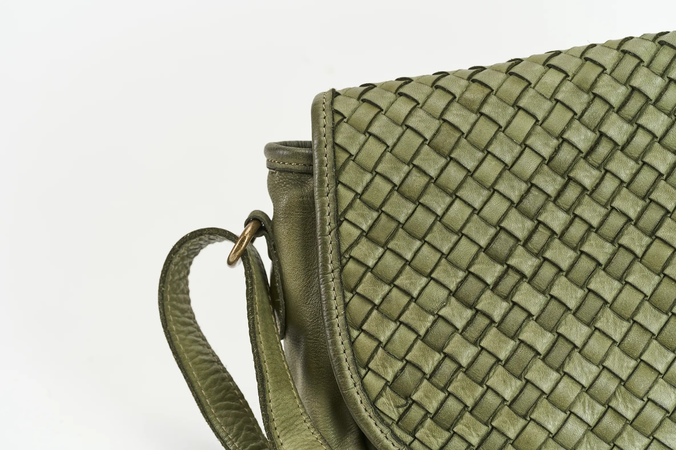 Sandro Barbera Borse Babt39 Borsa Intrecciata Verde Fatta a Mano
