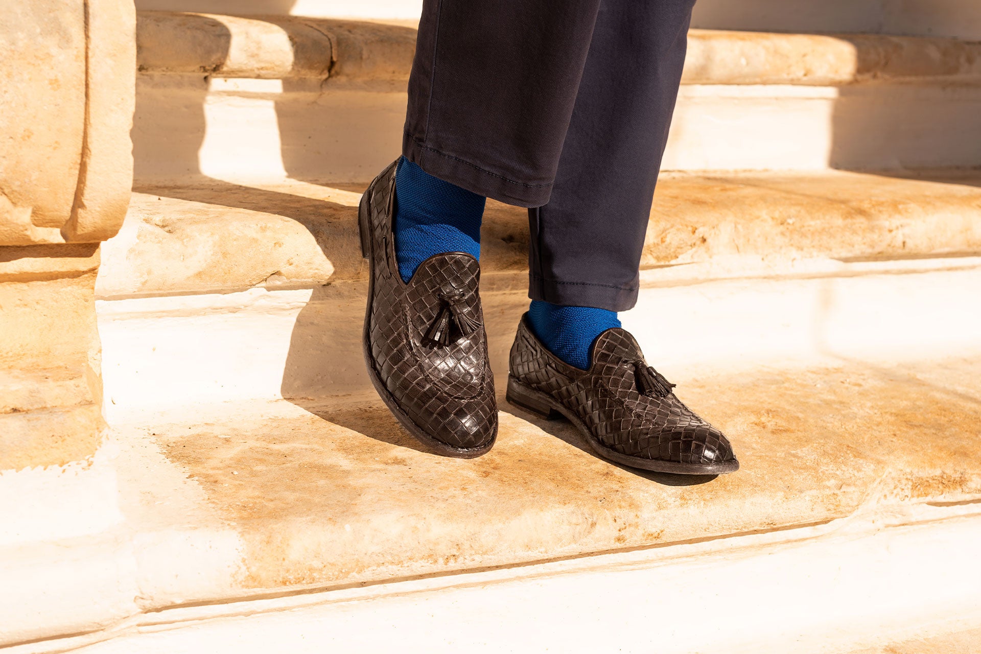 Dellovo Palatino bufalo-cioccol loafer uomo intrecciato