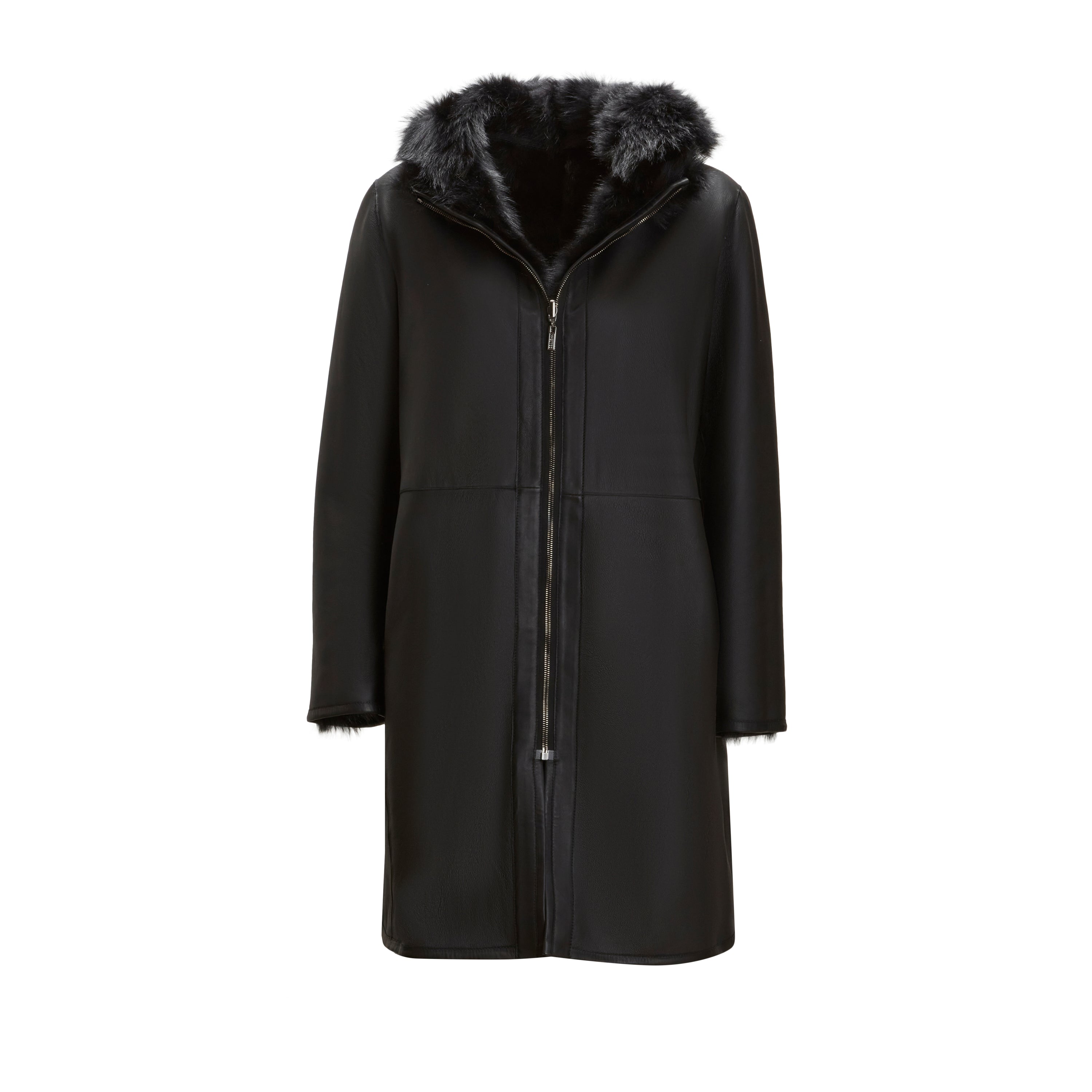 F.lli Rossetti 98413 Cappotto Shearling Nero Pelo Lungo