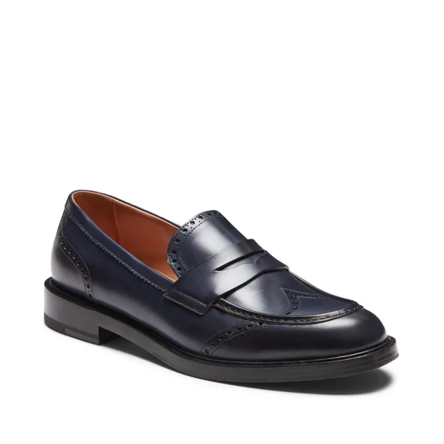 F.lli Rossetti mocassino donna navy pelle bicolore suola cuoio