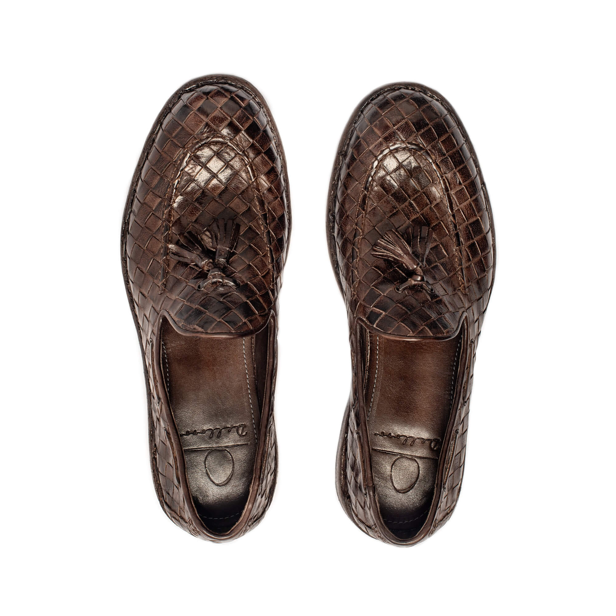 Dellovo Palatino bufalo-cioccol loafer uomo intrecciato