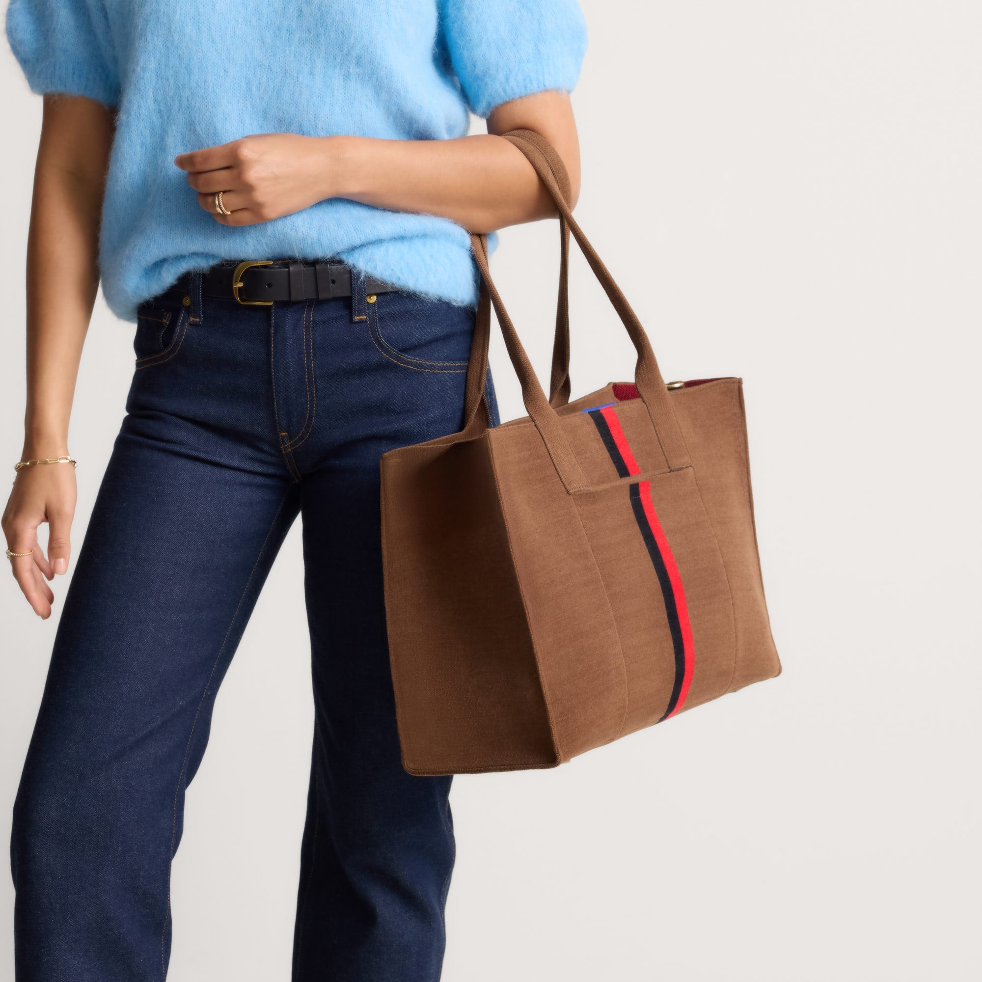 Rothy's Classic Tote tote bag ReVelvet Cinnamon Stripe marrone
