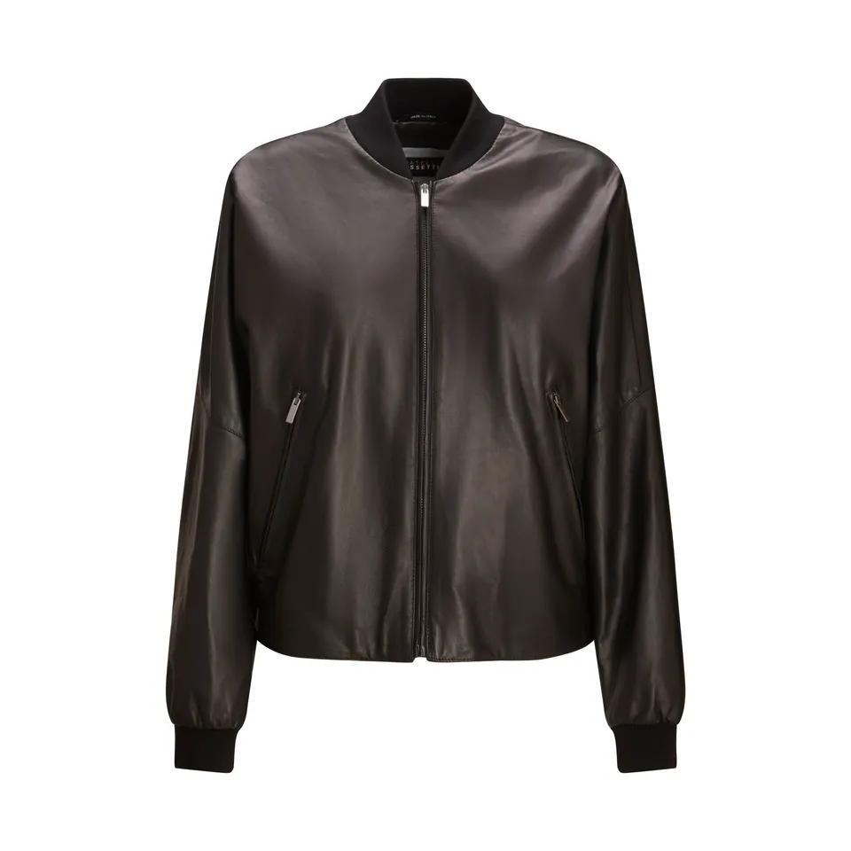 F.lli Rossetti Bomber 98411 Nappa Nera Donna Cropped Zip