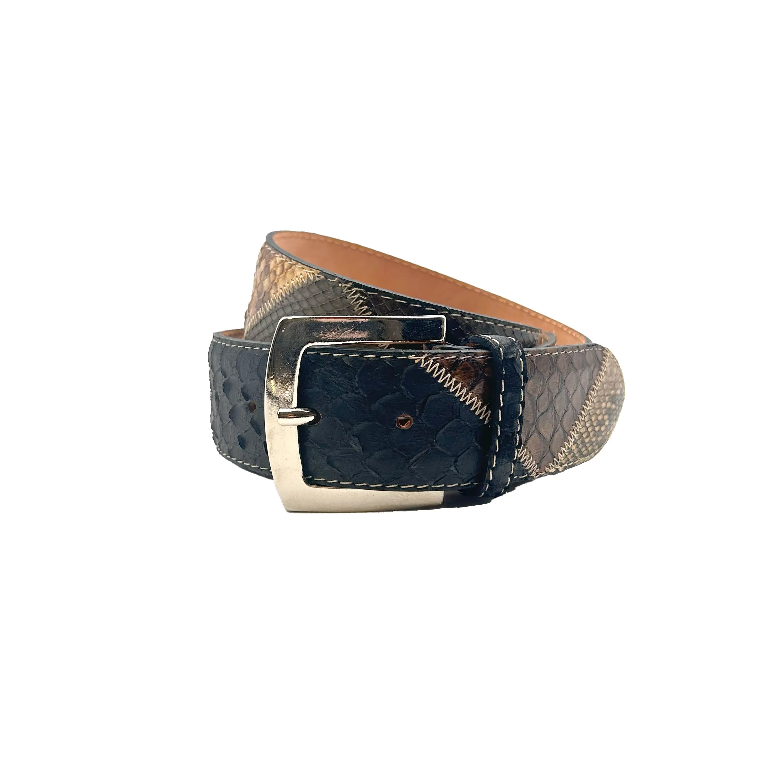 Sandro Barbera & Figli Cintura Vero Pitone Black Brown 4 cm