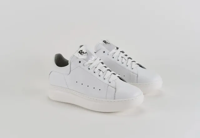 Sandro Barbera B68 Iconic White sneakers bianche pelle vera