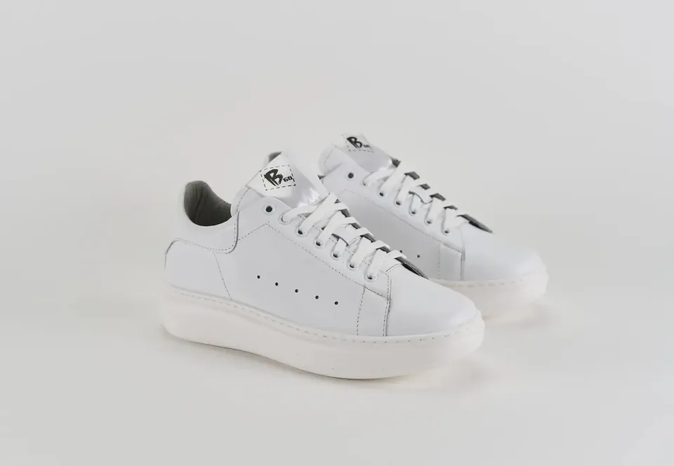 Sandro Barbera B68 Iconic White sneakers bianche pelle vera