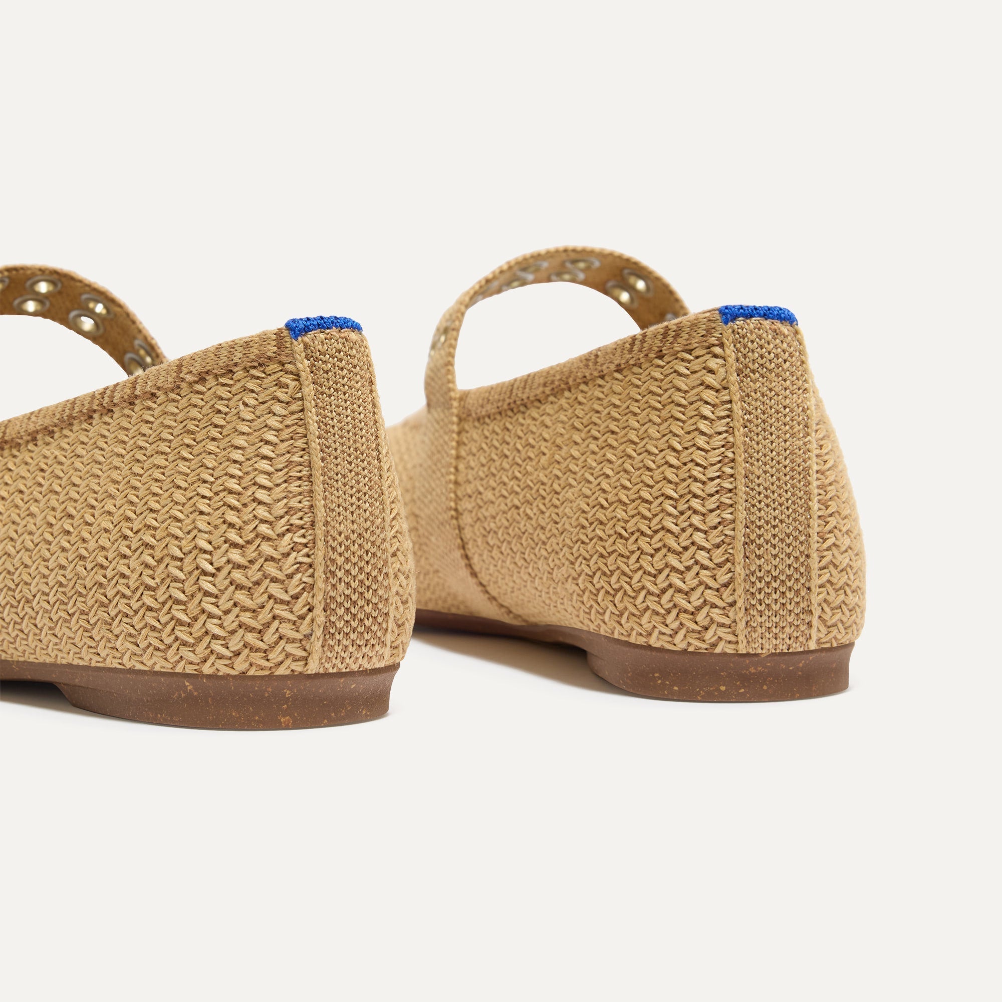 Rothy's Flats The Max Buckle Mary Jane ballerine Tan Woven punta quadra