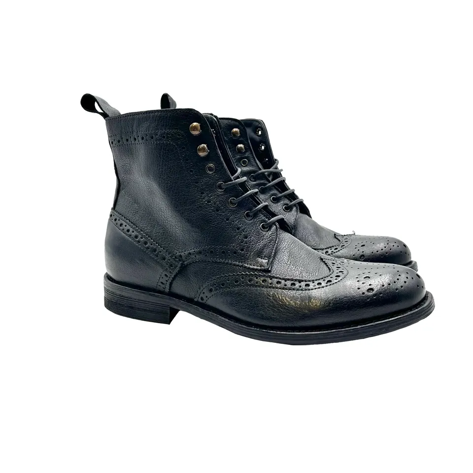 Sandro Barbera D1712 stivaletto donna nero stone wax brogue
