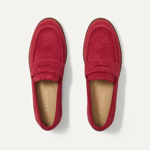 Rothy's The Penny Loafer mocassini ReVelvet Ruby rossi