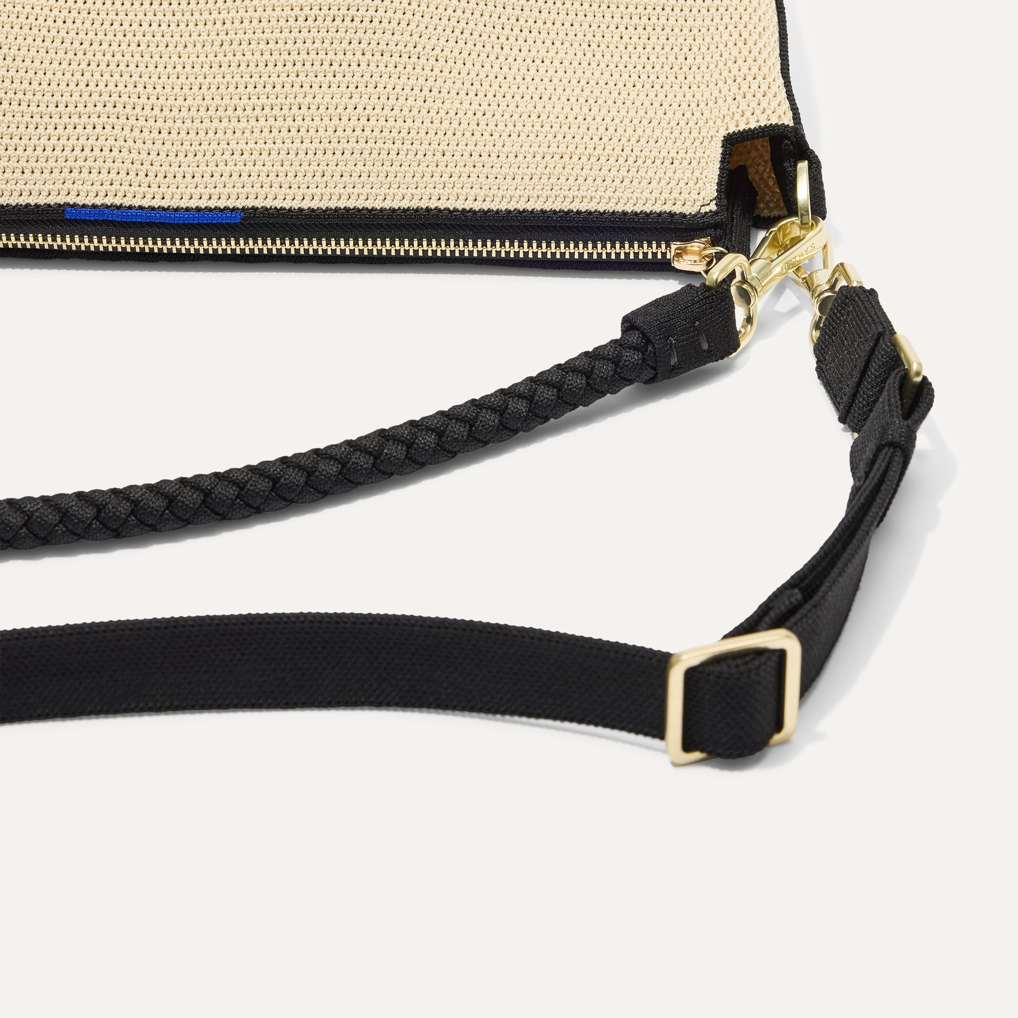 Rothy's The Daily Crossbody borsa tracolla rafia nero bianco zip