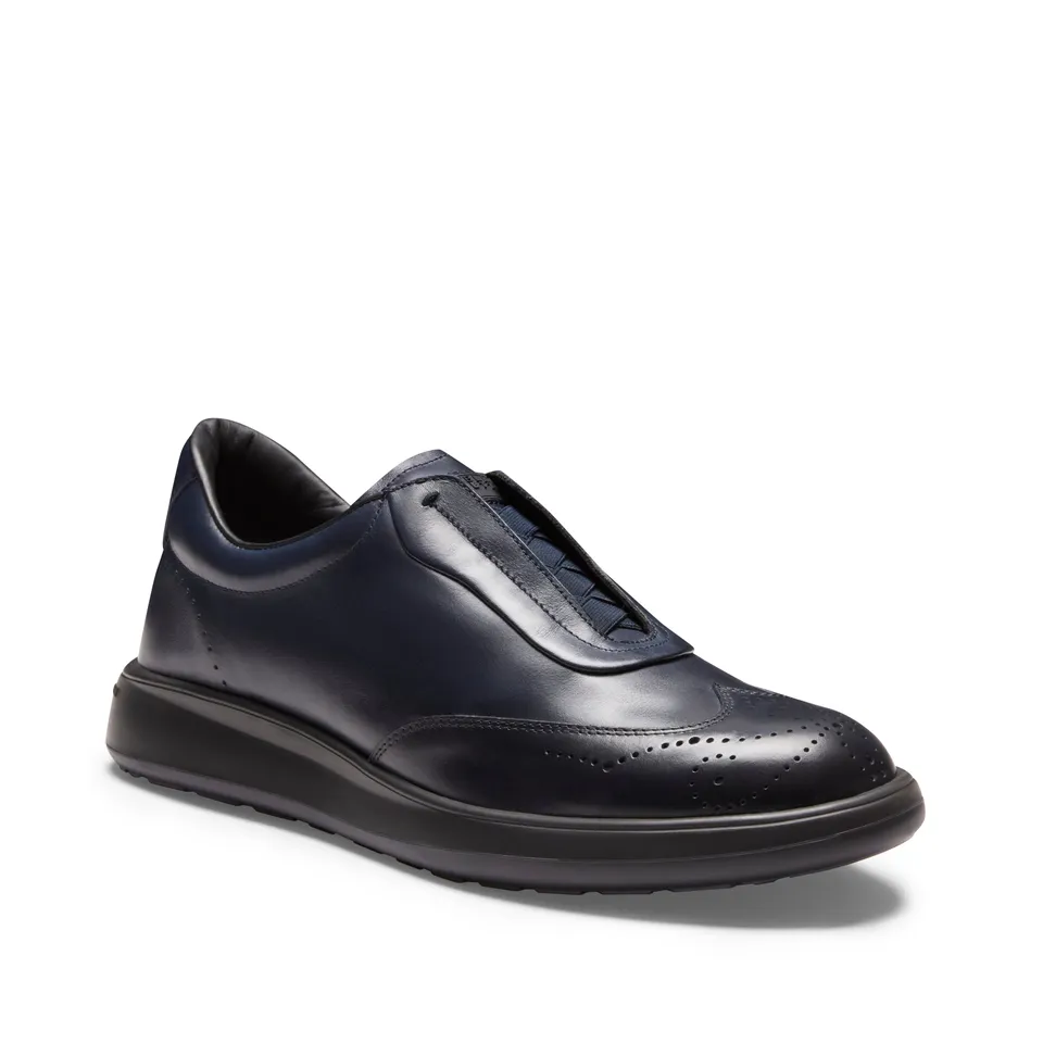 F.lli Rossetti Sneaker Brogue Pelle Marine Suola Gomma