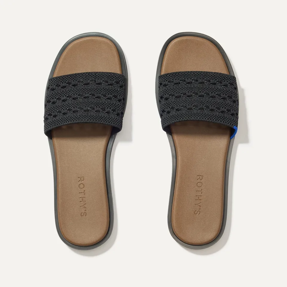 Rothy's The Slide Sandal sandali Black Crochet intrecciati