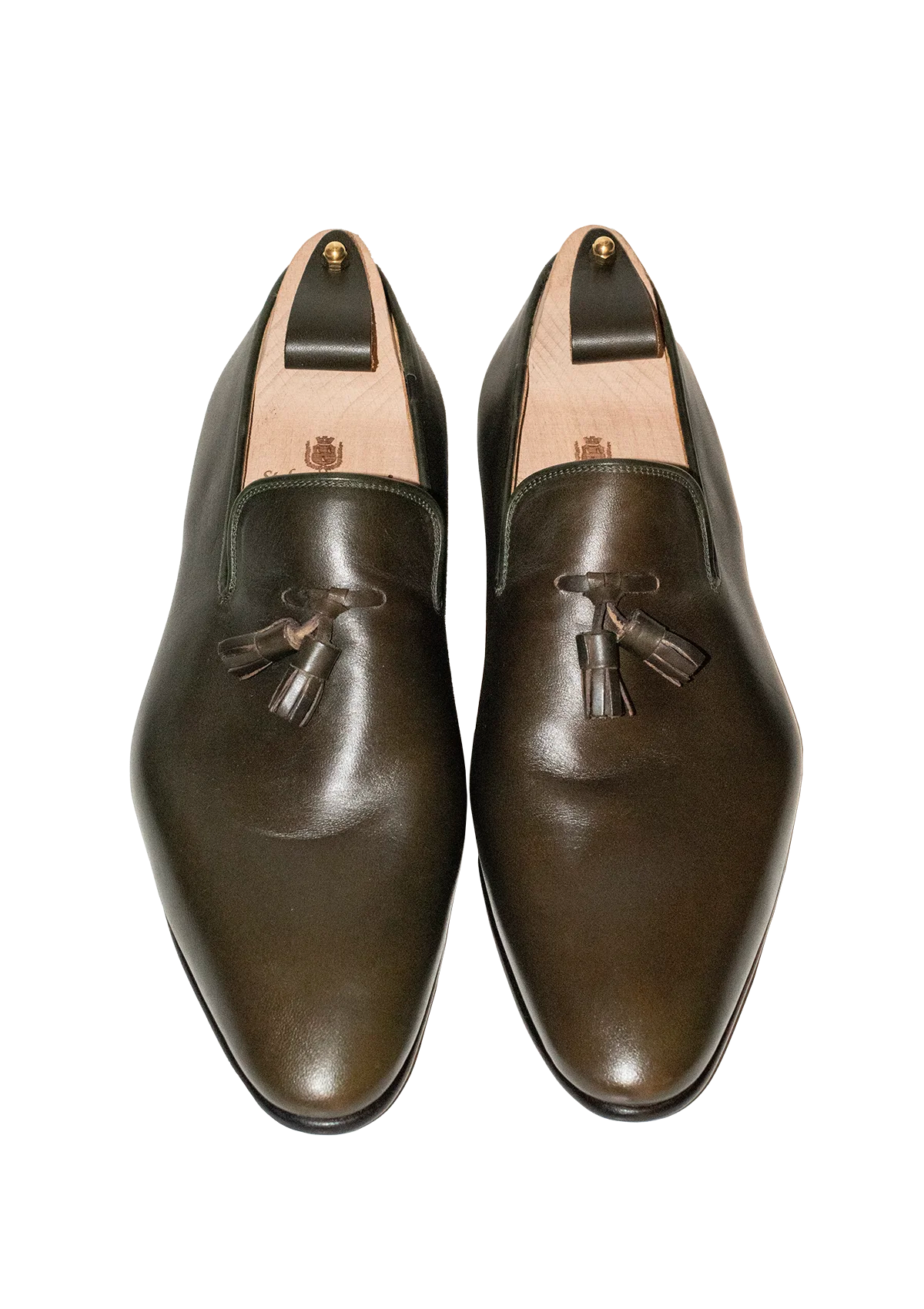 Stefano Bemer C1216 mocassini nappine verde oliva pelle