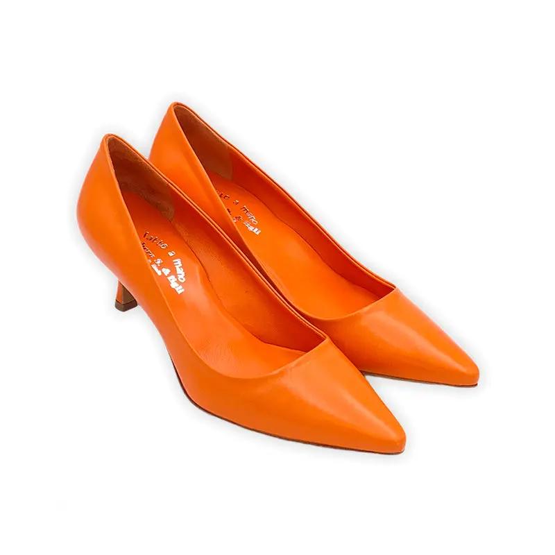 Sandro Barbera & Figli L114 décolleté arancione pelle tacco 6 cm