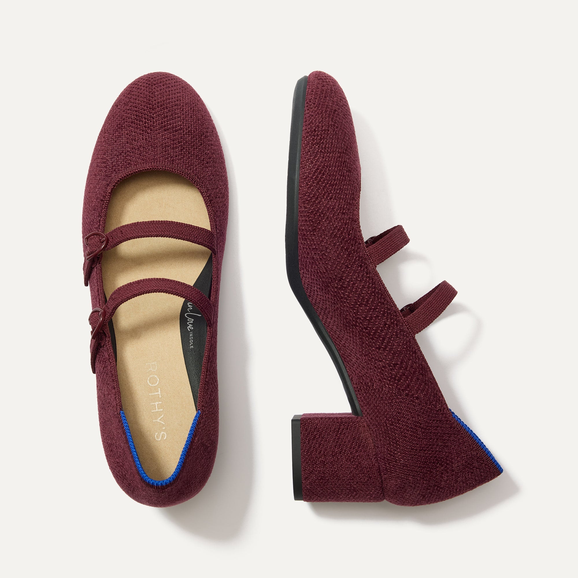 Rothy's Double Buckle Mary Jane decollete Bright Red fibbia