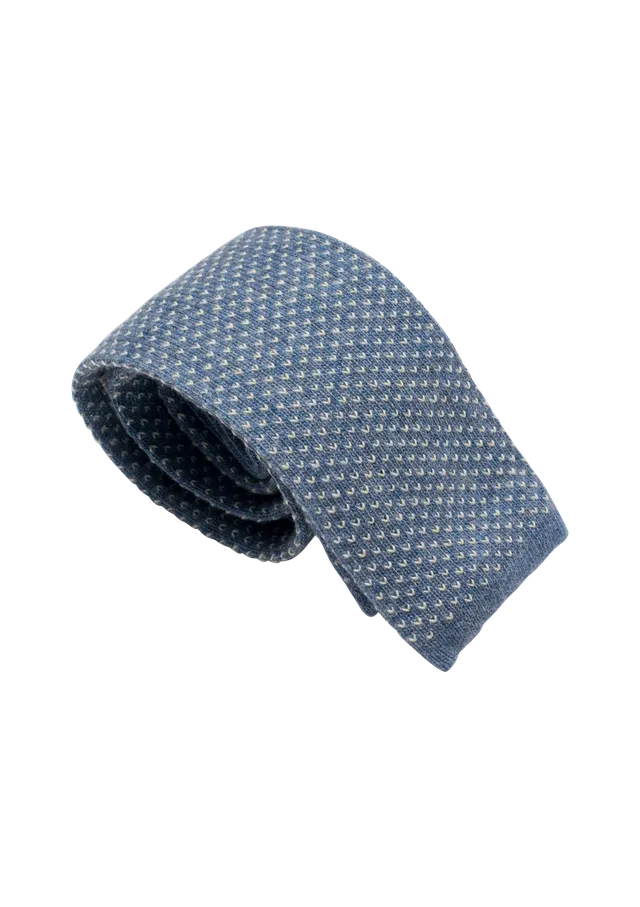 Stefano Bemer Maglia Cravatta Lana Azzurra 8 cm Pattern 2