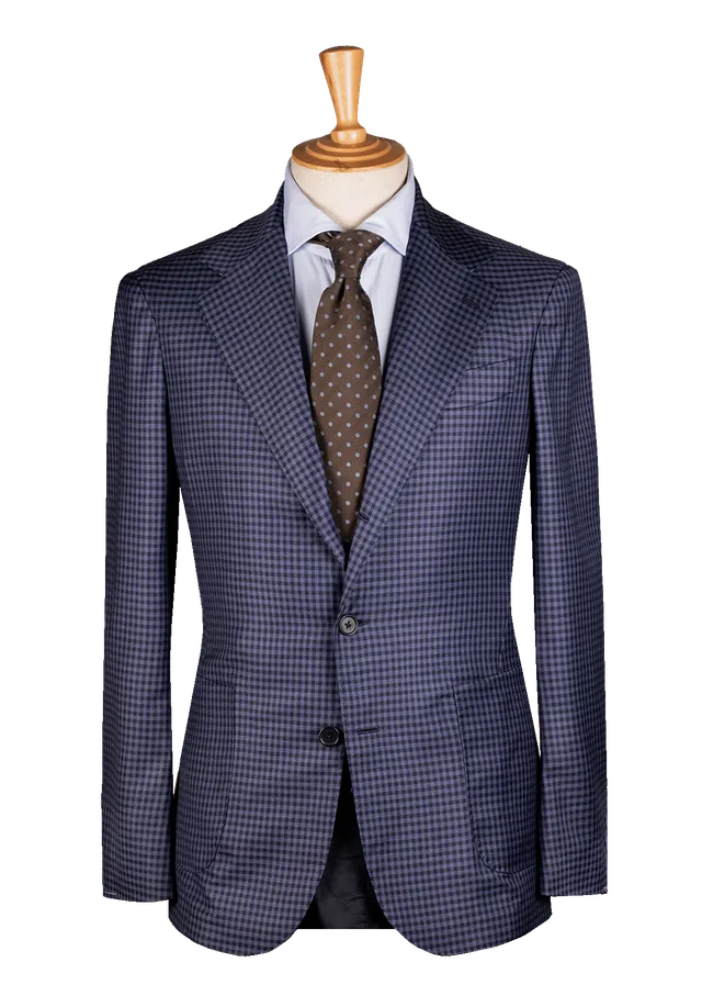 Stefano Bemer Unstructured Blazer Lana Quadri Blu 52