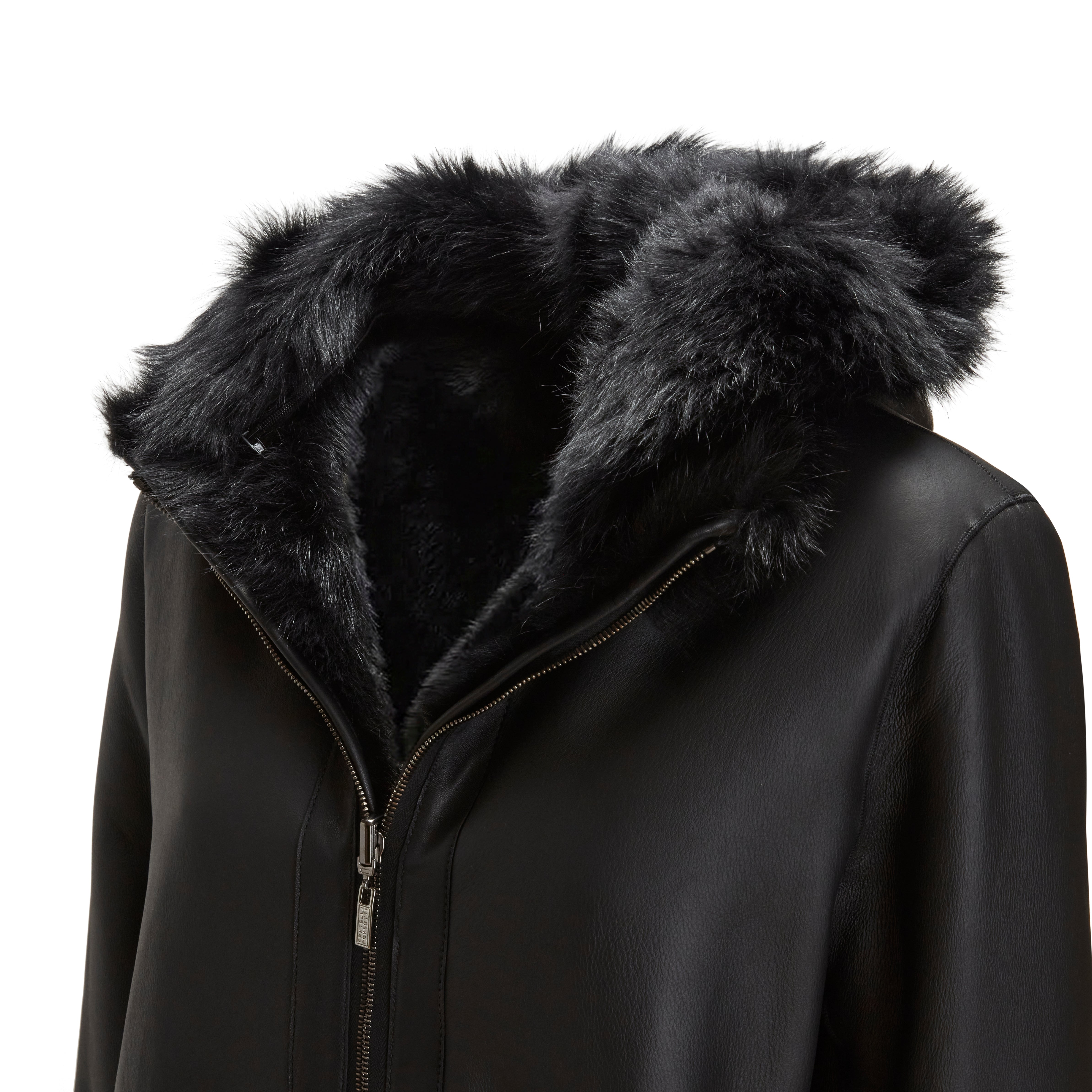 F.lli Rossetti 98413 Cappotto Shearling Nero Pelo Lungo