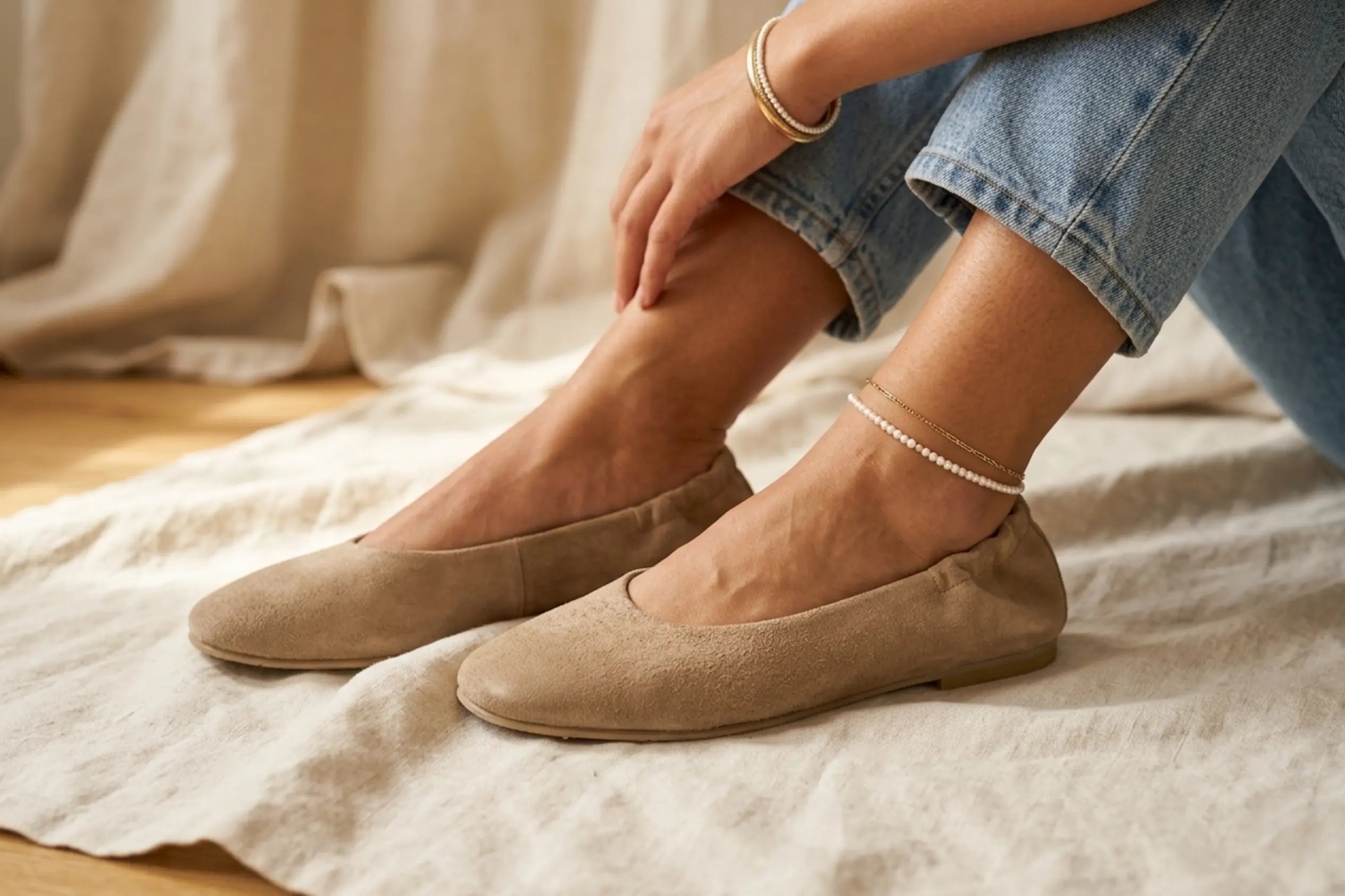Sandro Barbera Brunella Sabbia ballerine taupe scamosciato