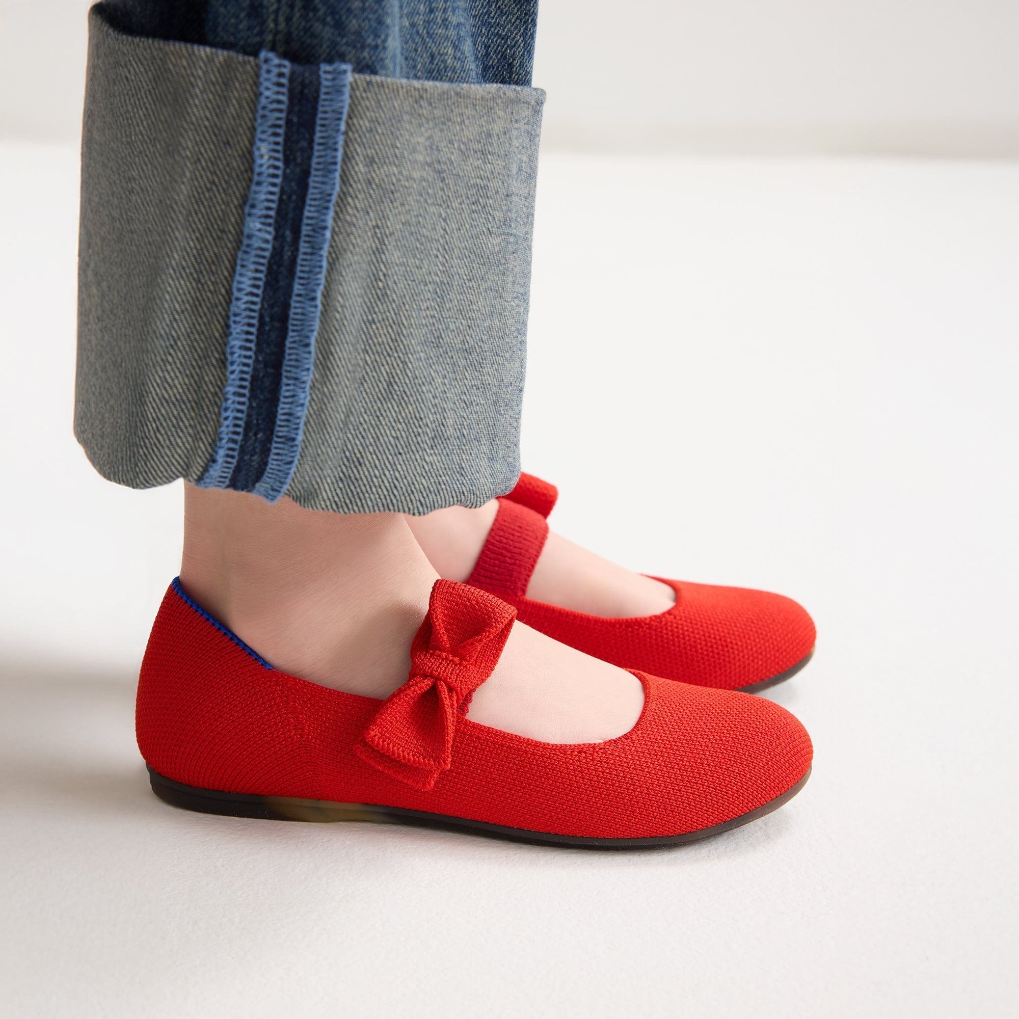 Rothy's The Kids Tux Bow Mary Jane scarpe rosse fiocco rosso