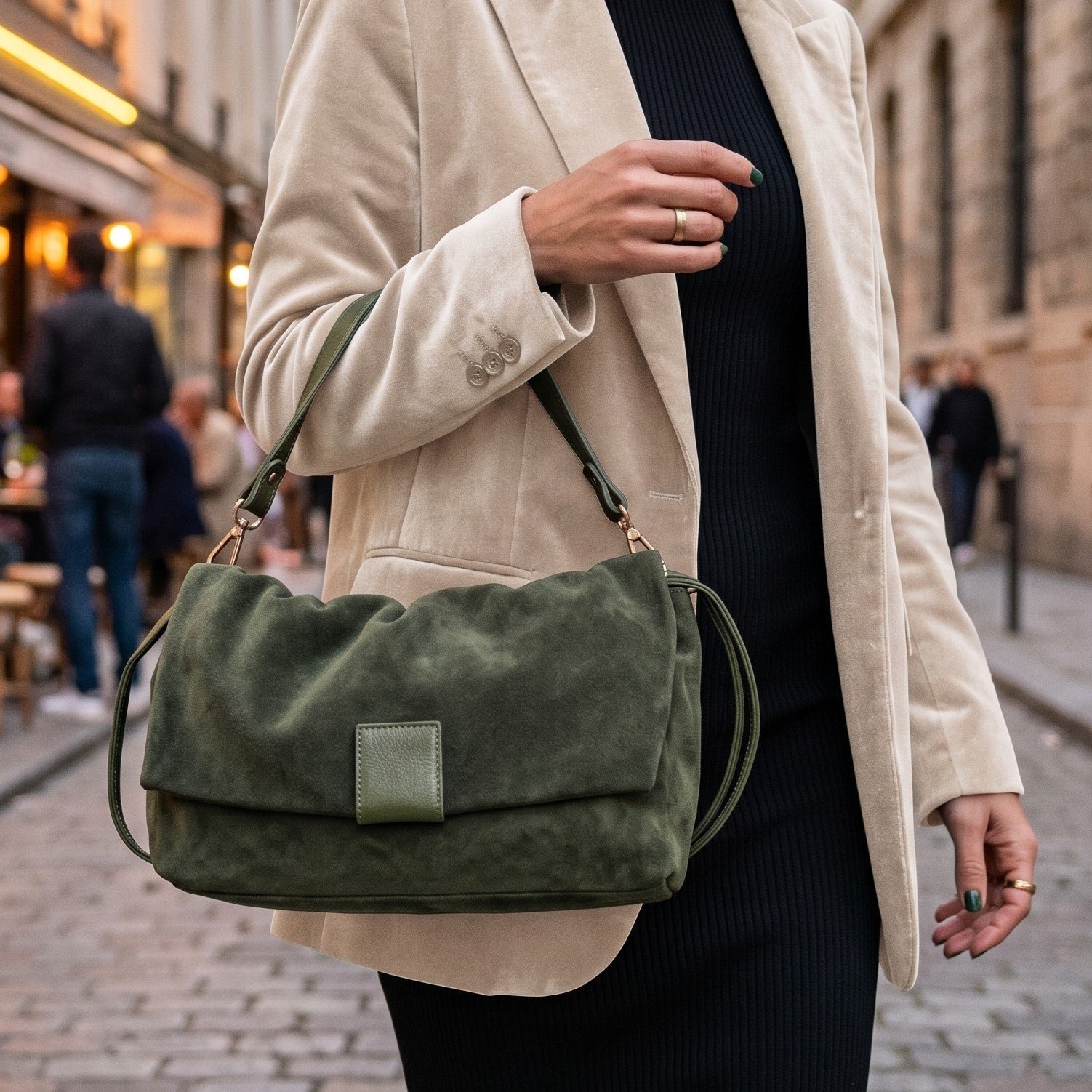 Sandro Barbera BALG39843 borsa a spalla pelle camoscio verdone